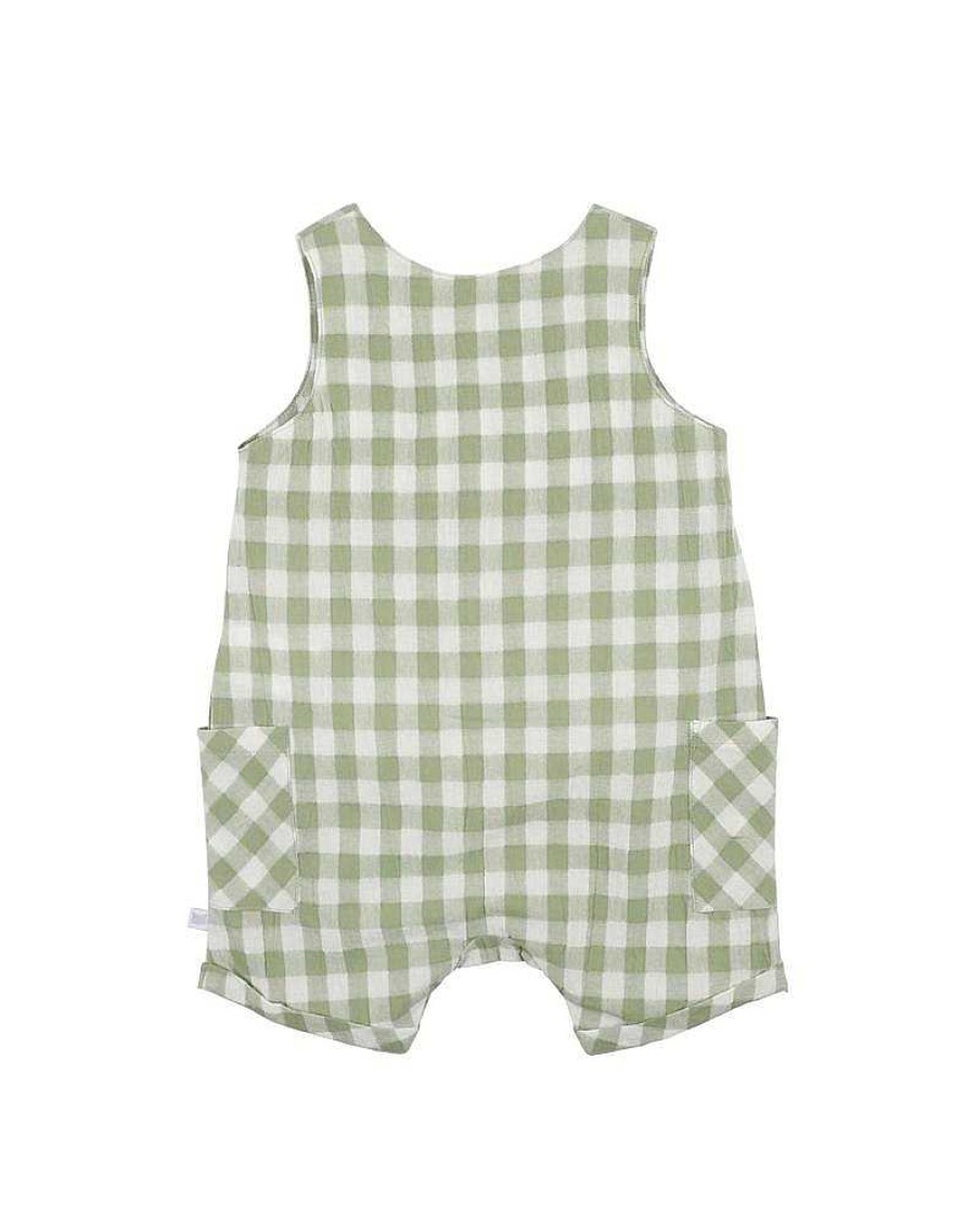 FOX & FINCH Green Gingham Romper