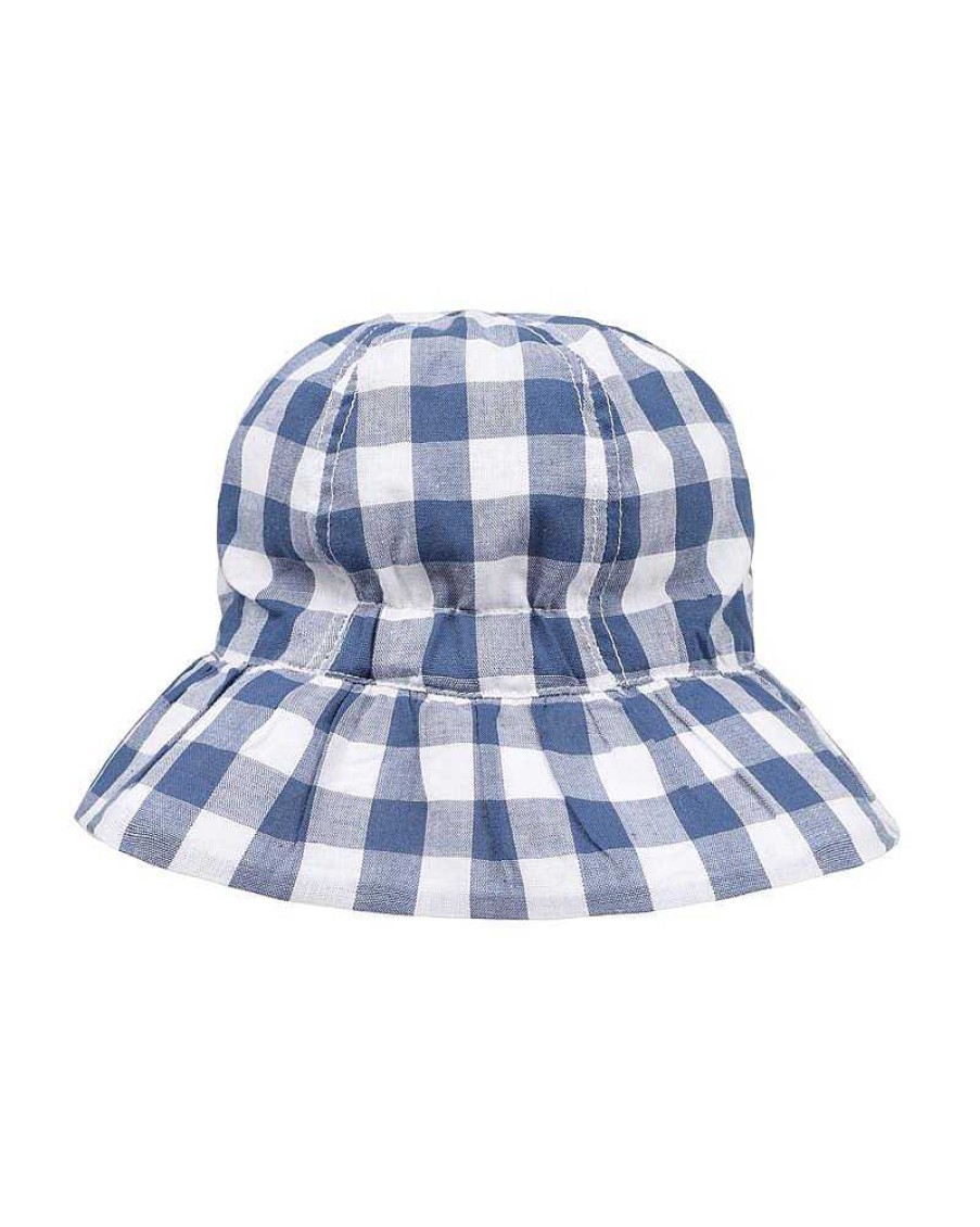 BEBE Hallie Blue Check Sun Hat