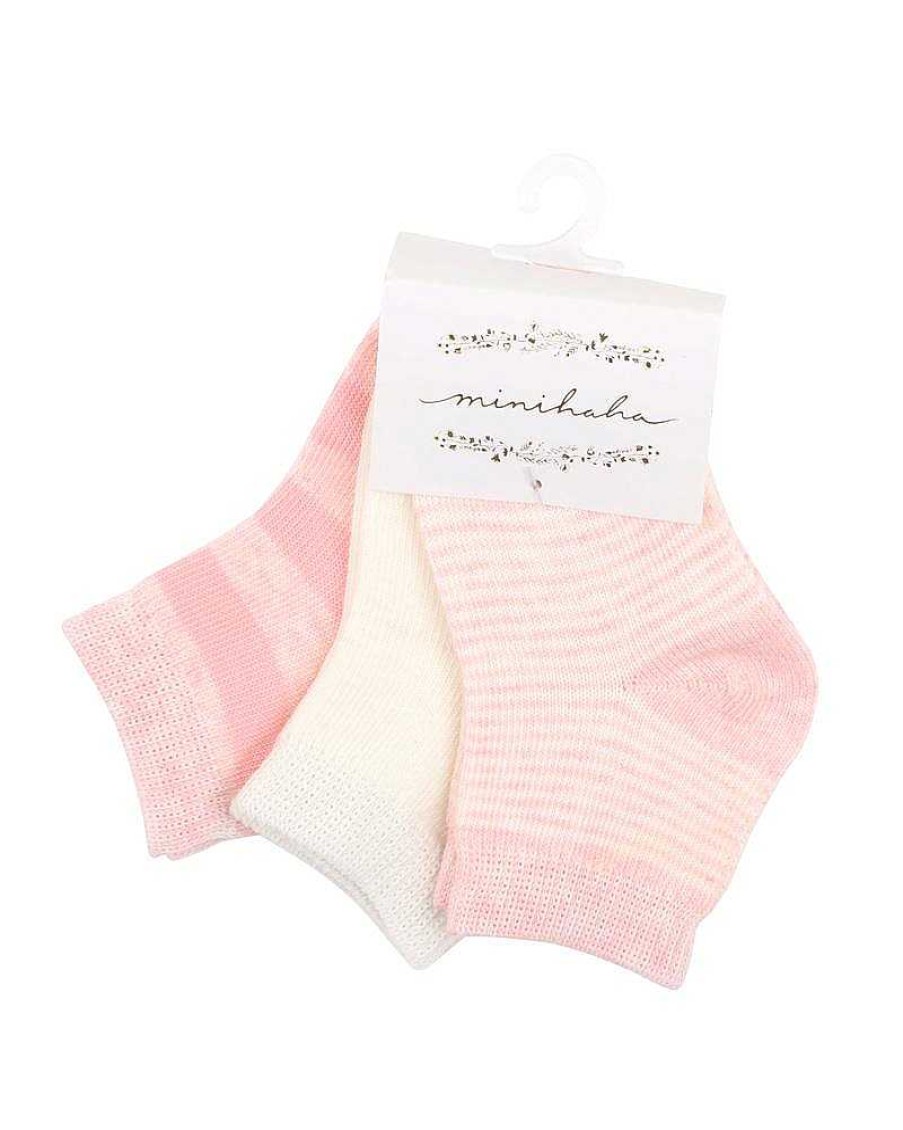 MINIHAHA 3 Pk Socks - Pink Multi