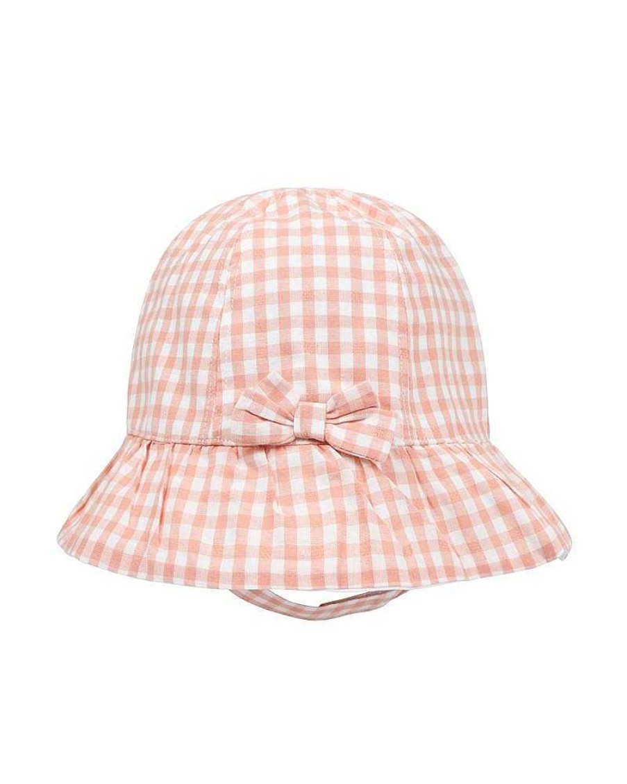 BEBE Hallie Pumpkin Check Sun Hat