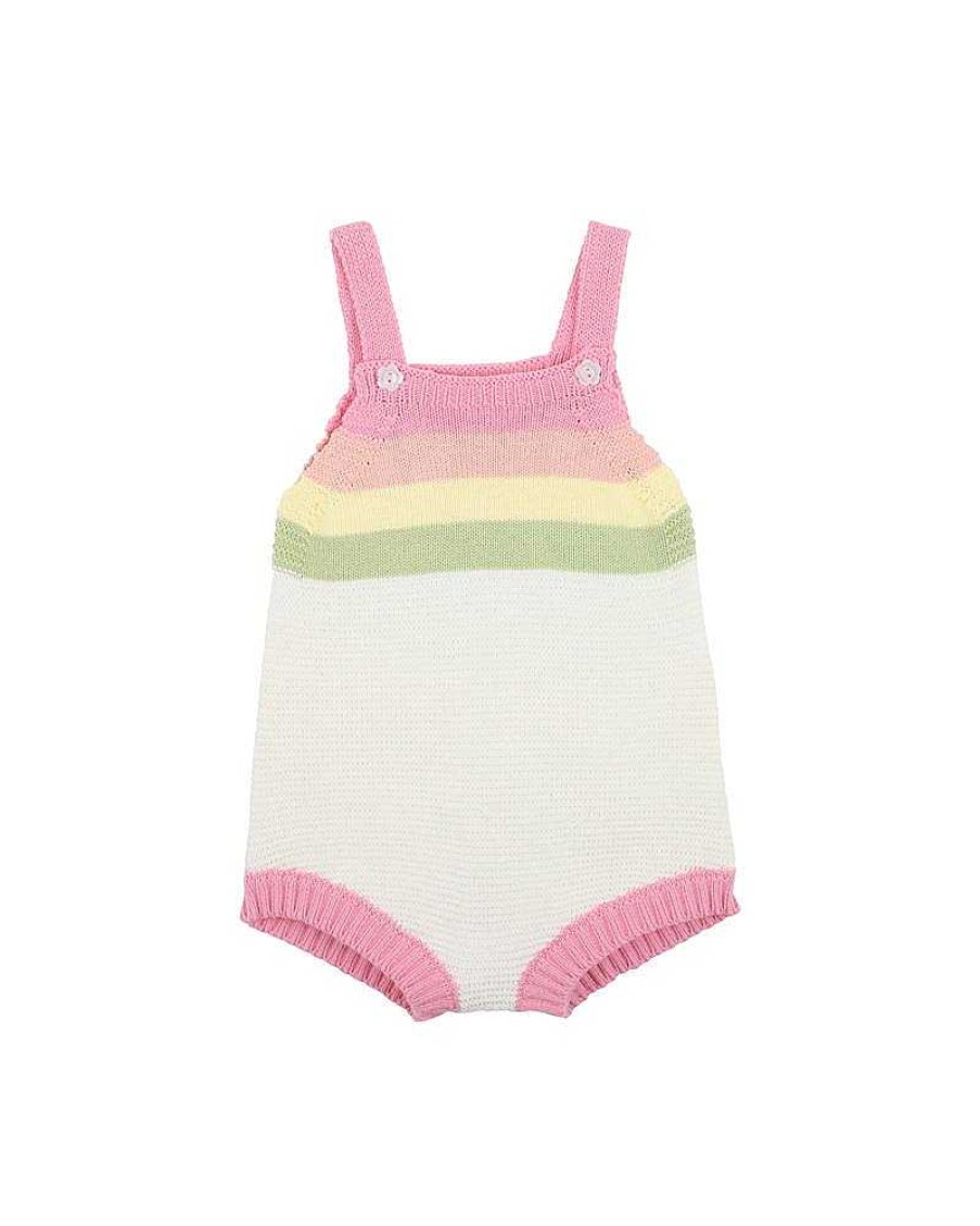 FOX & FINCH Retro Rainbow Stripe Knit Romper