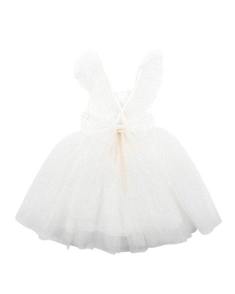 BEBE Party White Glitter Tulle Dress 3-7Yrs