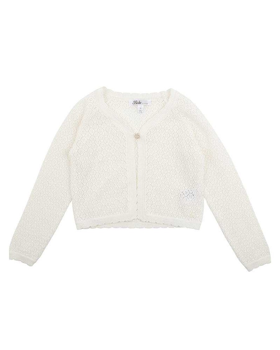 BEBE Girls Pointelle Knit Cardigan