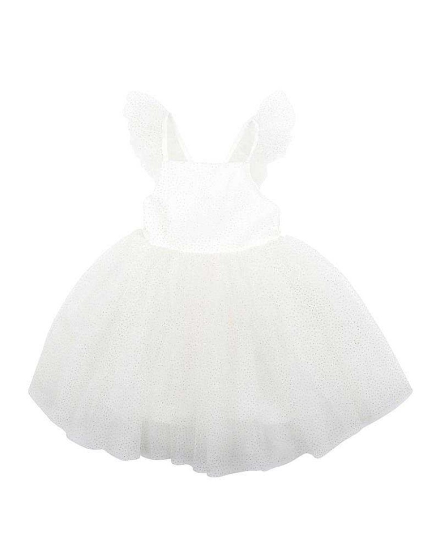 BEBE Party White Glitter Tulle Dress 3-7Yrs