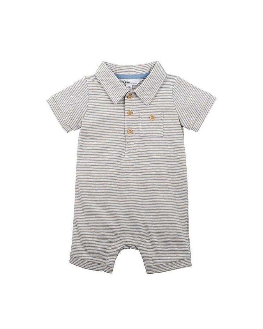 BEBE Dino Stripe Polo Romper