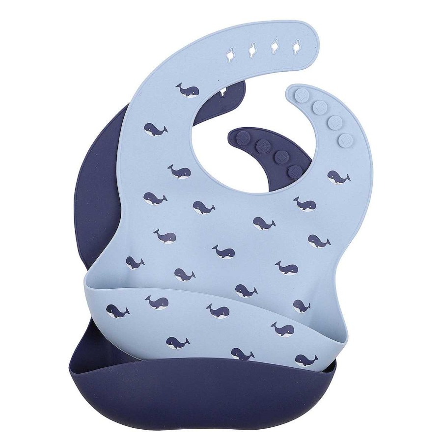 MINIHAHA ACCESSORIES Whale Print 2 Pack Silicone Bibs